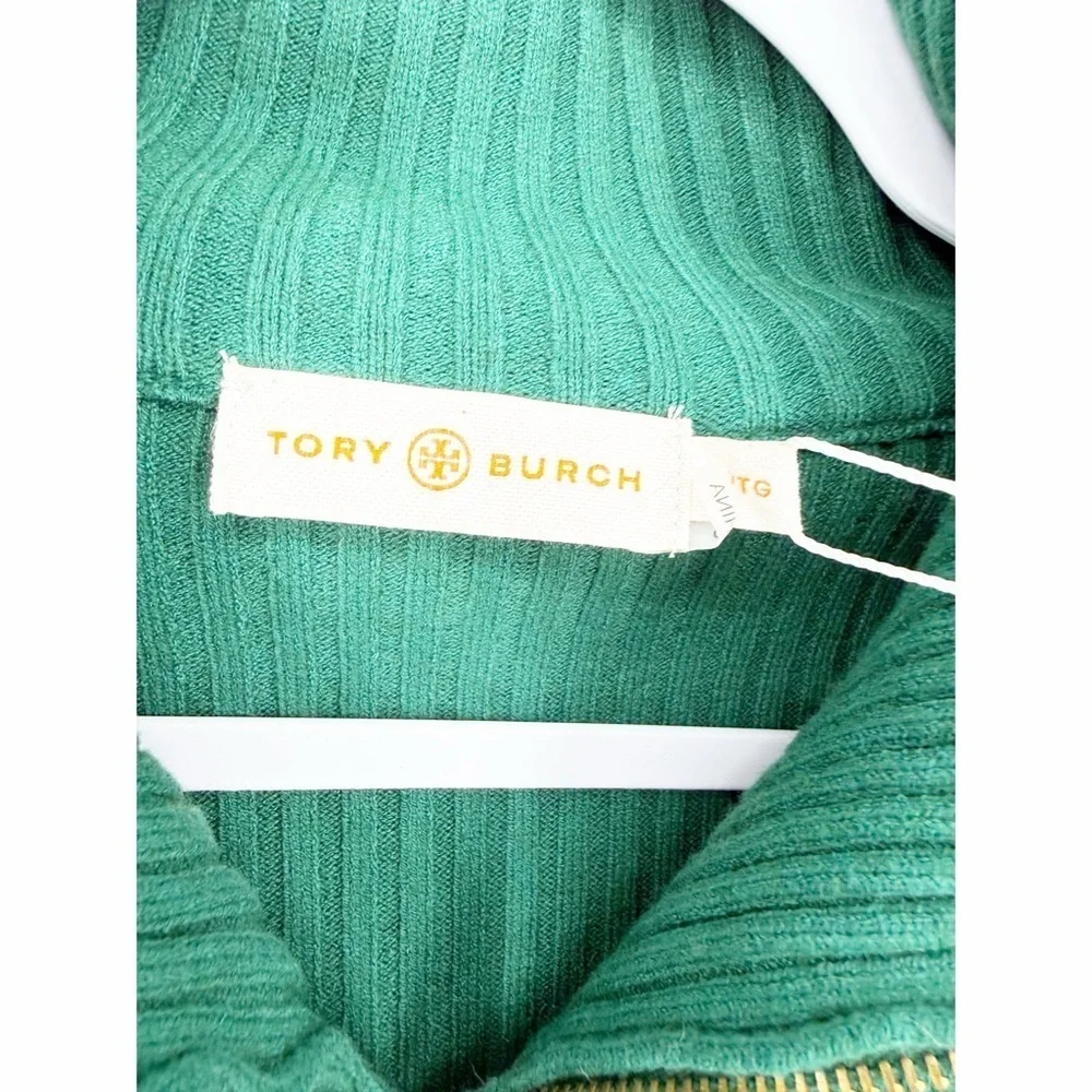 NWT Tory Burch Noland Zip Cardigan Sweater in Norwood Green Size XL